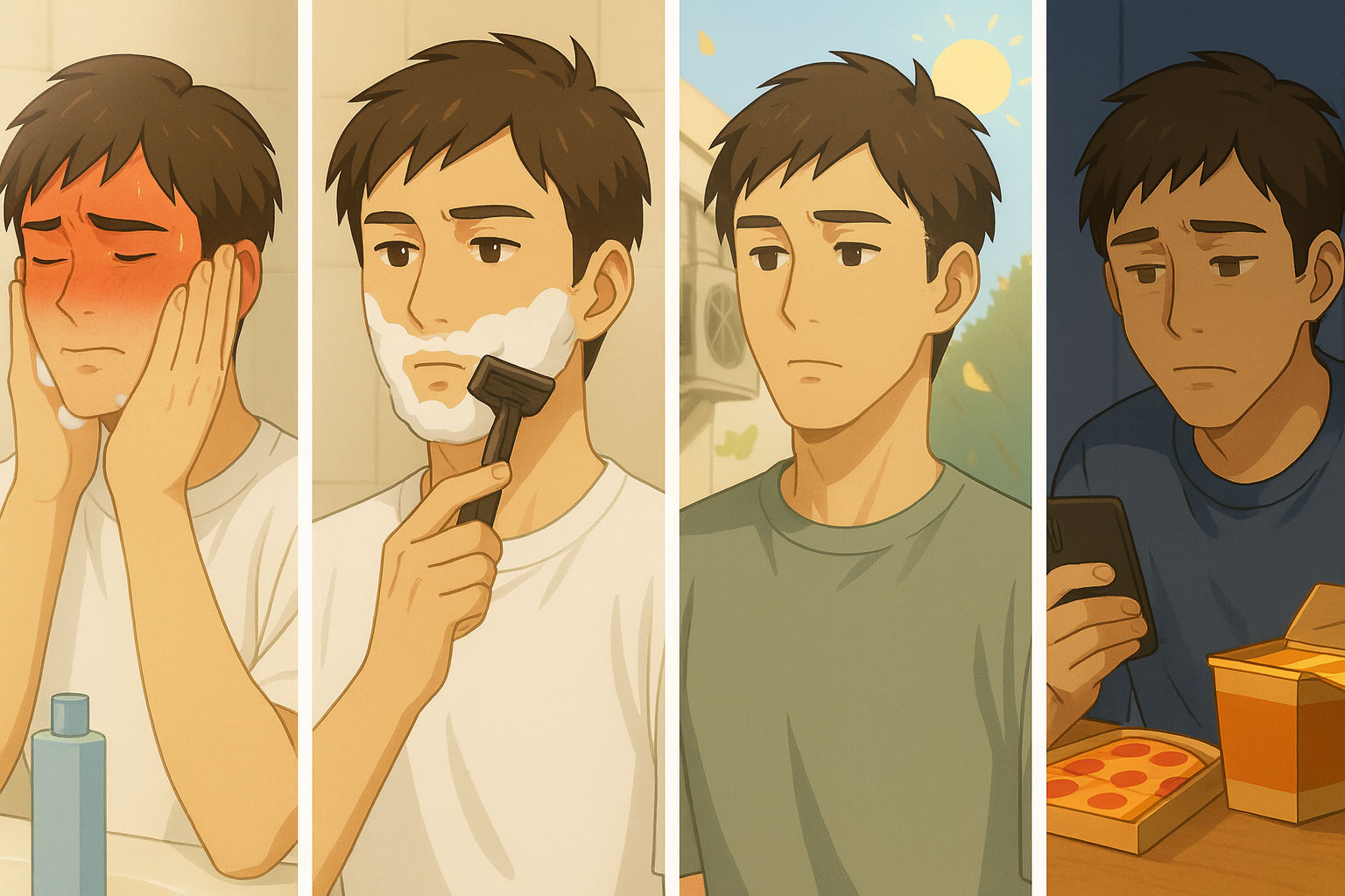 【原因】敏感肌を招きやすい日常要因（30代男性）