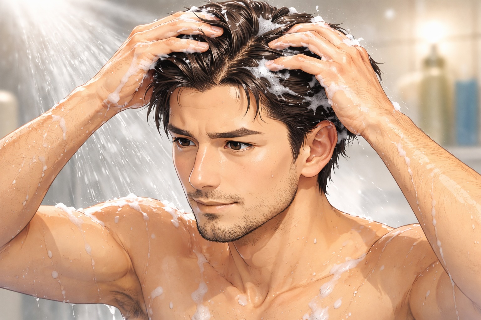 ぬるま湯でやさしく洗う