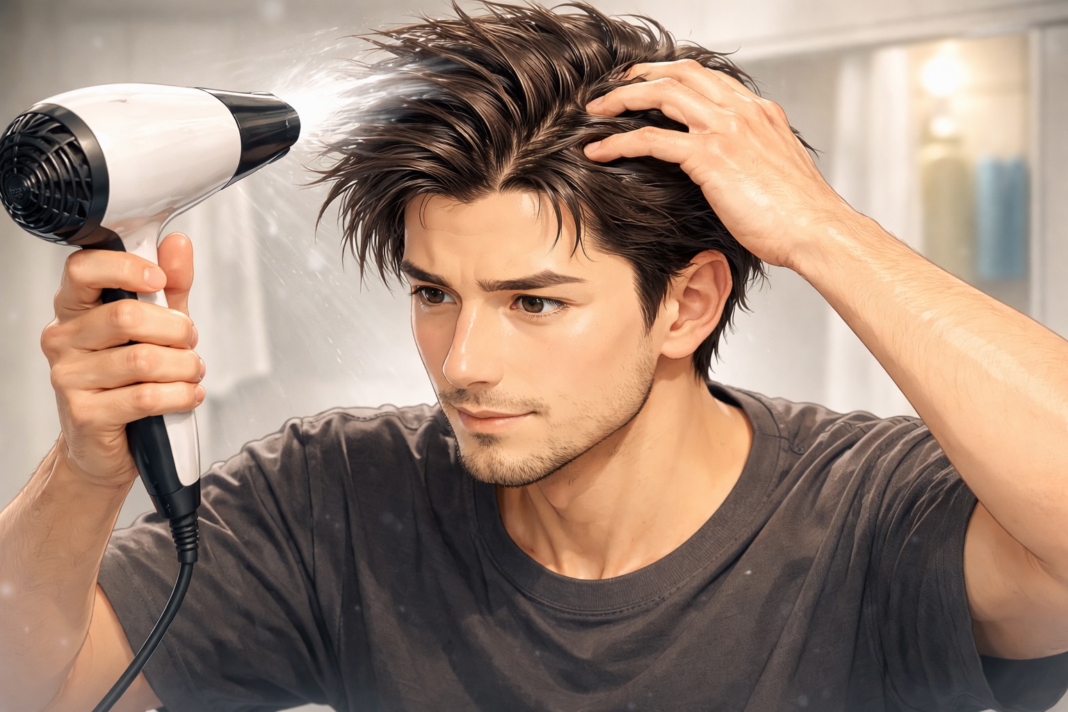 頭皮を中心にしっかり乾かす