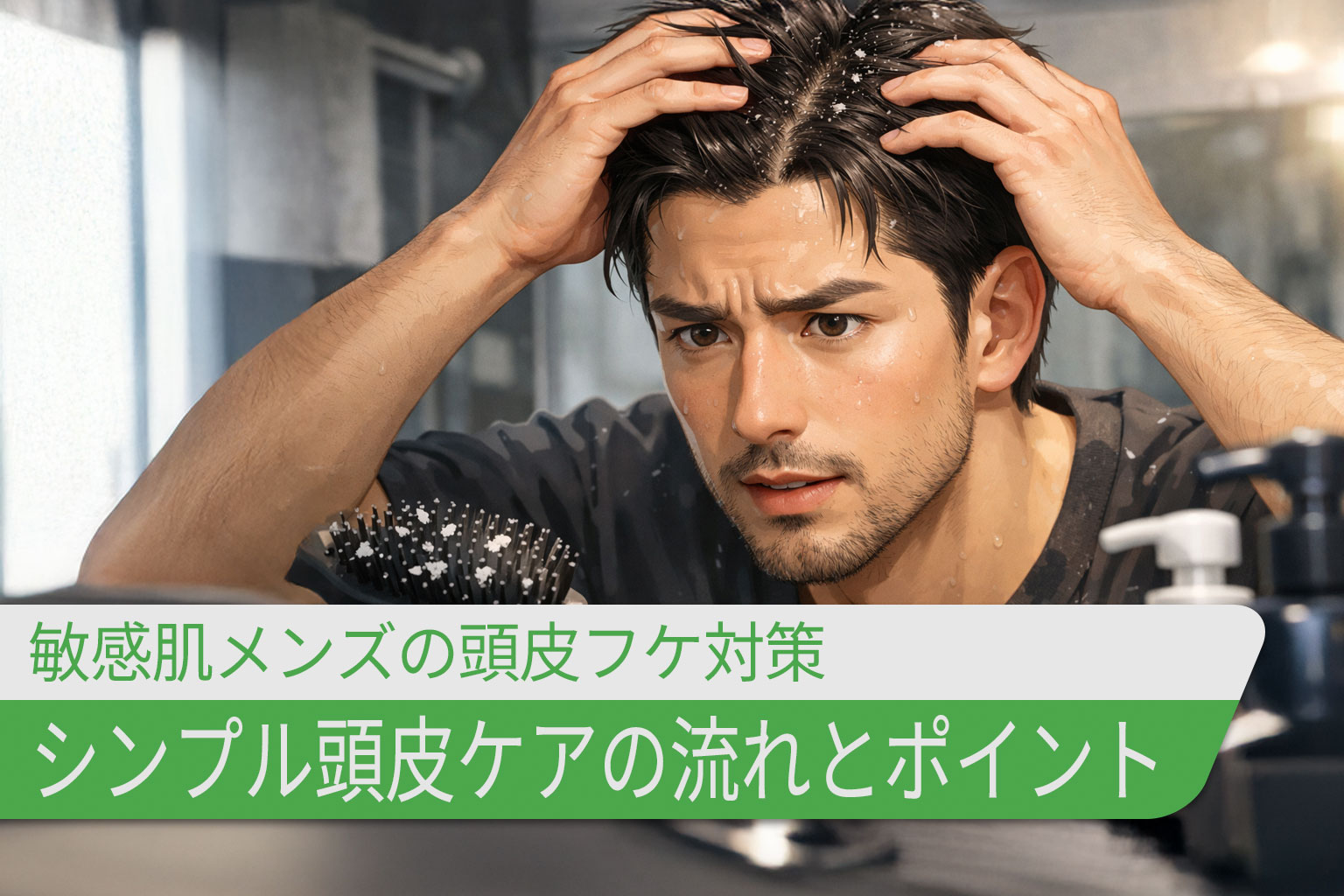 敏感肌メンズの頭皮フケ対策｜シンプル頭皮ケアの流れとポイント